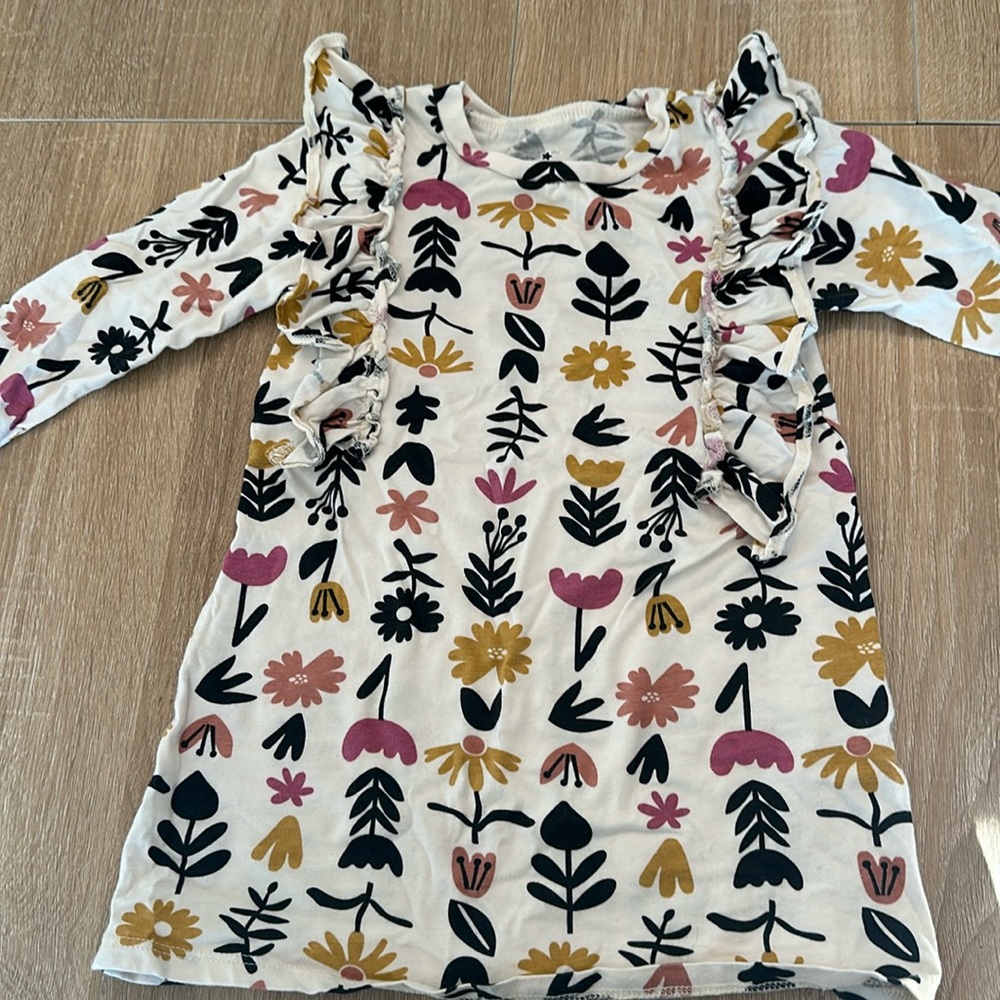 2T flower spandex dress with ruffles